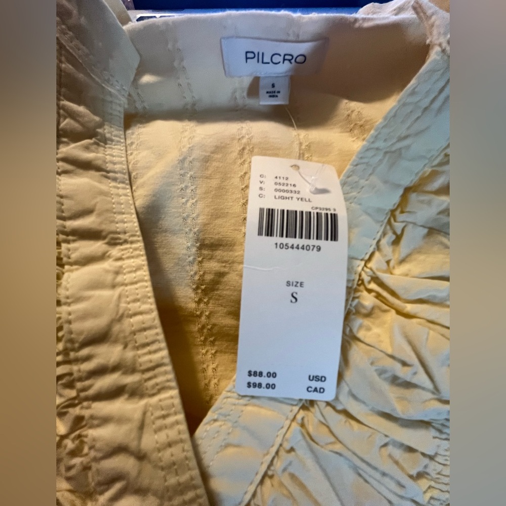 NWT Anthropologie Pilcro Long-Sleeve Reworked Buttondown Buttercream Top - Picture 8 of 10